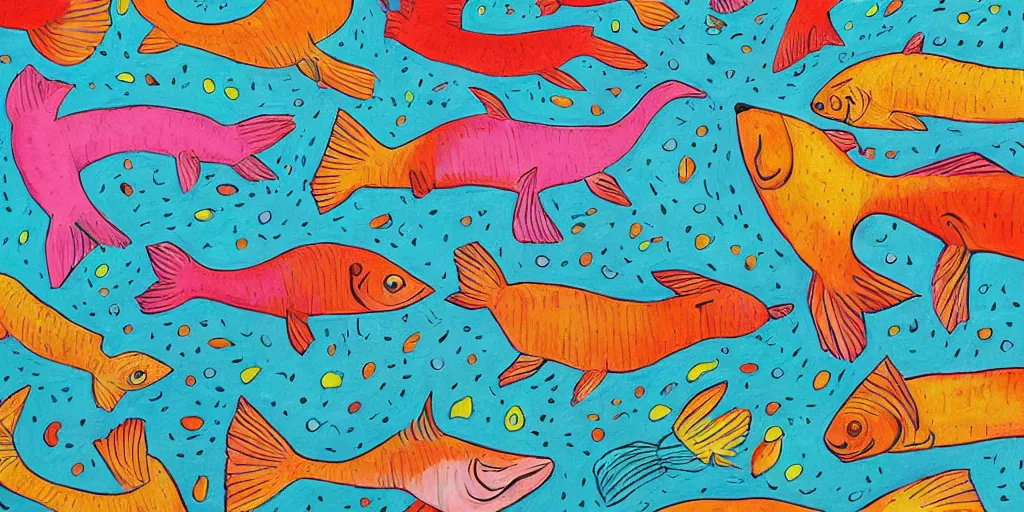 Image similar to an anthropomorphic catfish wearing a suit giving a thumbs up, colourful background, by lisa hanawalt, by wanda gag