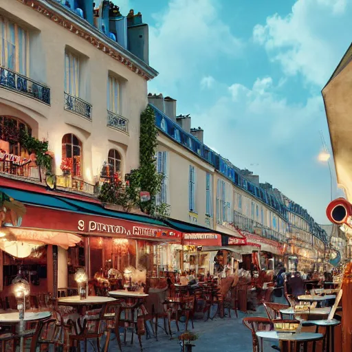 Prompt: 8 k hd detailed octane render of a parisian cafe in the 1 8 0 0 s