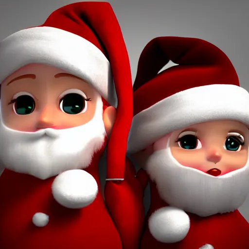 Image similar to santa claus woman cgi, cute, chibi, anime, 3d art, digital art