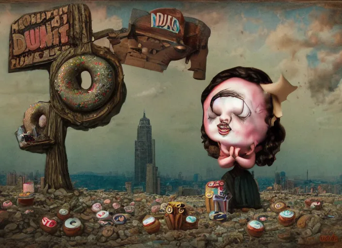 Image similar to the agent donut, lowbrow, matte painting, 3 - d highly detailed, in the style of mark ryden,