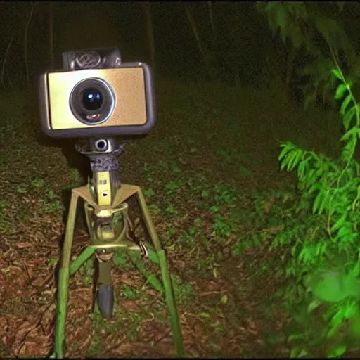 Prompt: trail cam footage night