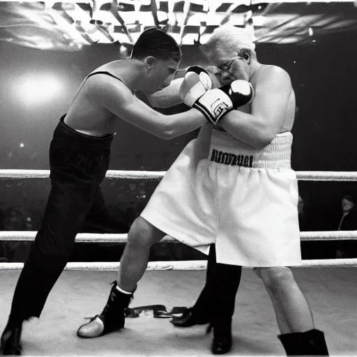 Image similar to boxing match colonel sanders vs ronald maconald