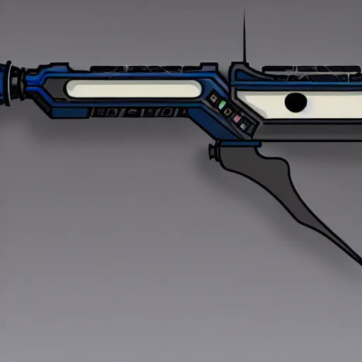 Prompt: a highly detailed portrait of a cybernetic plasma rifle with a white background