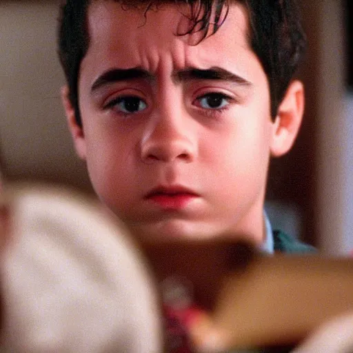 Prompt: still of Xavi Hernandez in The Sixth Sense (1999) as Osment