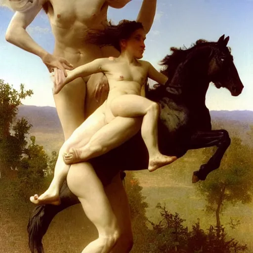 Image similar to ultra detailed and realistic painting by william - adolphe bouguereau and ilya repin and boris vallejo and albert bierstadt of santiago abascal riding a horse