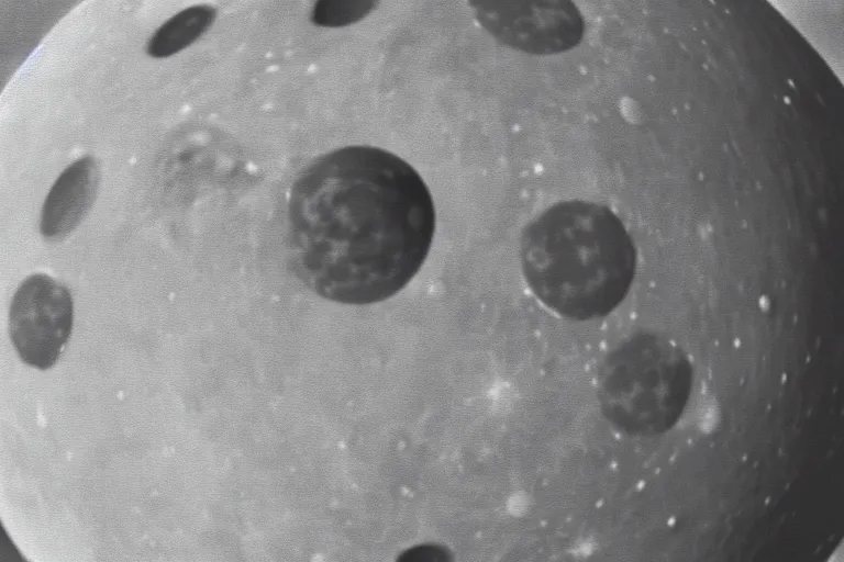 Image similar to the Death Star is the moon, in A Trip to the Moon by Georges Melies, film still, 4k