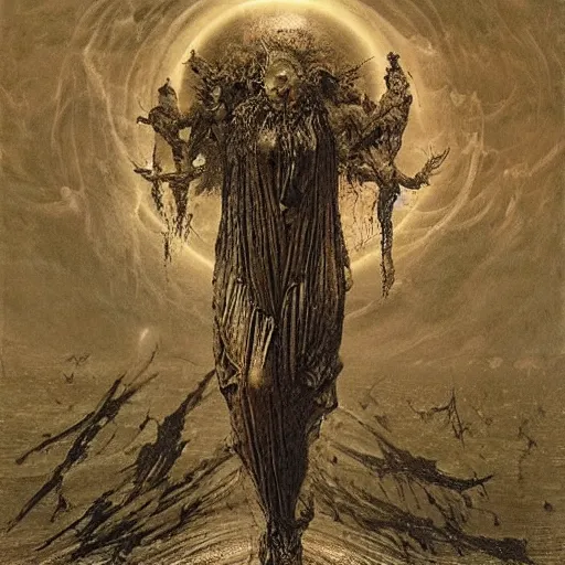 Prompt: ”the storm of god, releasing angels and bloodshed from above”, by h.r Giger, beksinski, and Caravaggio