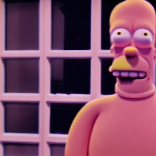 Image similar to A still of homer simpson in Psycho (1960)