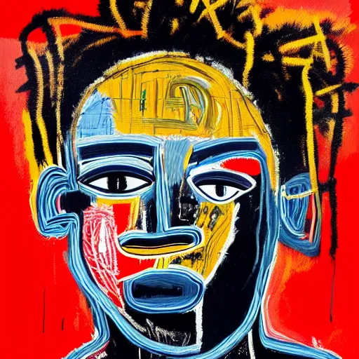 Image similar to A extremely highly detailed majestic hi-res beautiful immaculate head and shoulders painting of a strong black african man by Jean-Michel Basquiat, 8k, high textures, hyper sharp, insanely detailed and intricate, super detailed, 4k HDR high quality