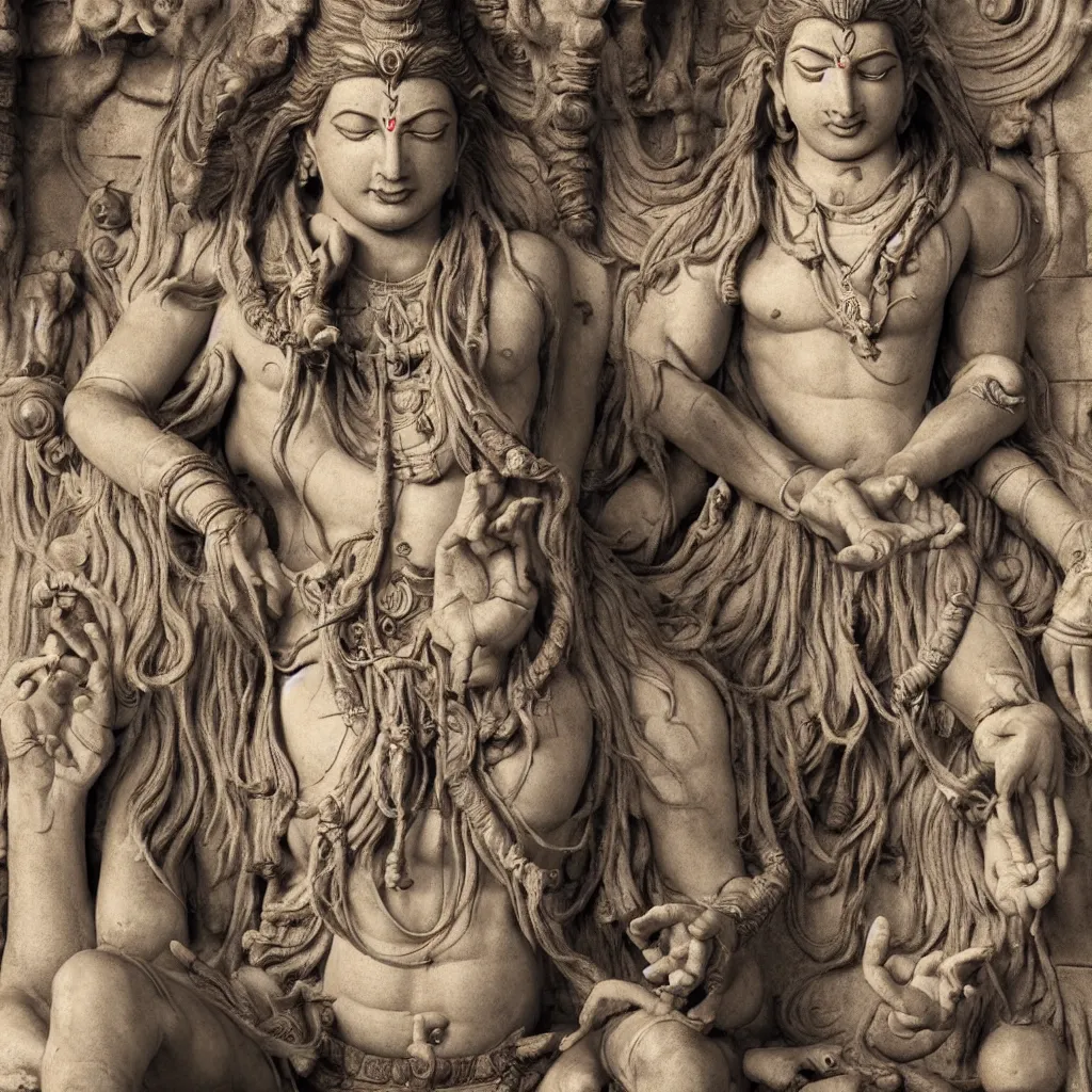 Image similar to lord shiva, meditating, fine details, art by furio tedeschi, perfect faces, photorealism, octane render, subtle shadows, hyper detailed