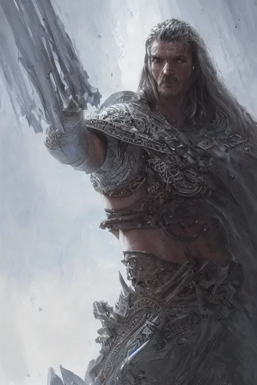 Image similar to portrait of antonio banderas as holy paladin, fantasy, d&d, intricate, highly detailed, smooth, artstation, digital illustration by Ruan Jia and Mandy Jurgens and Artgerm and Wayne Barlowe and Greg Rutkowski and Zdislav Beksinski