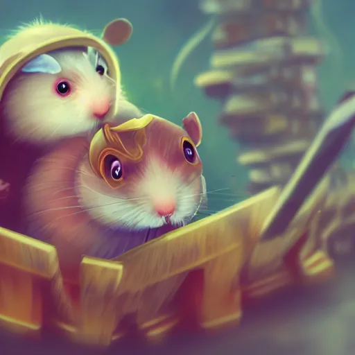 Prompt: hamster as a wizard, digital art, Trending on ArtStation, HD