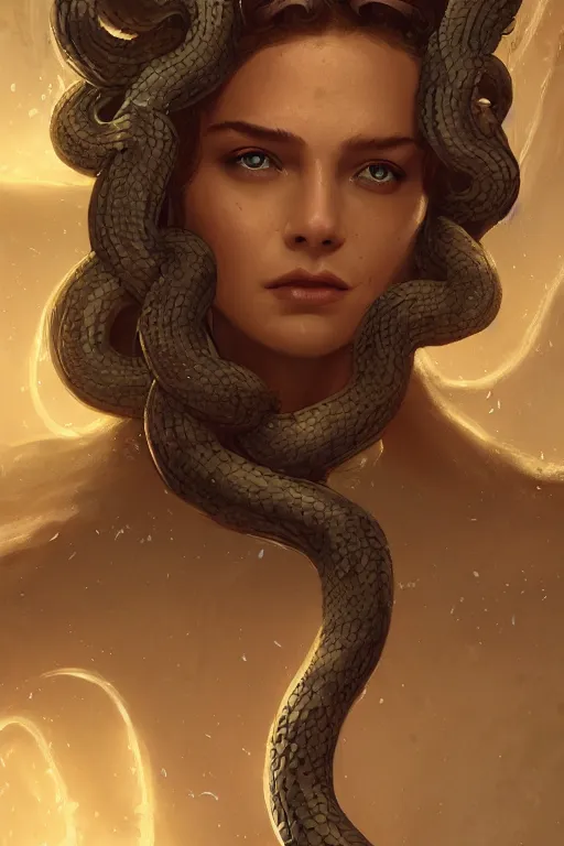 prompthunt: medusa with snake hair by charlie bowater and titian