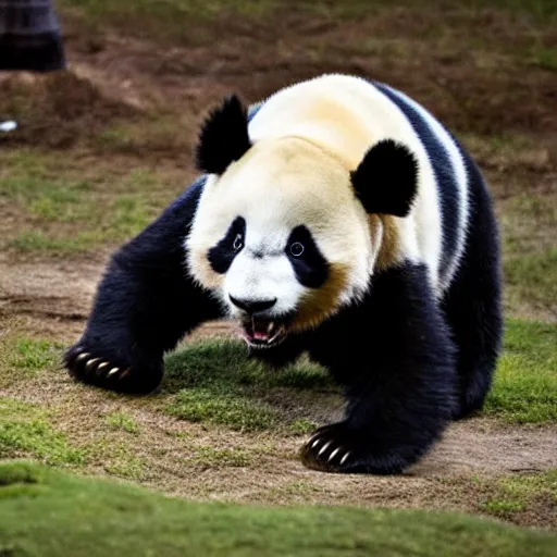 Prompt: a panda walks into a bar, then eats, shoots, and leaves.