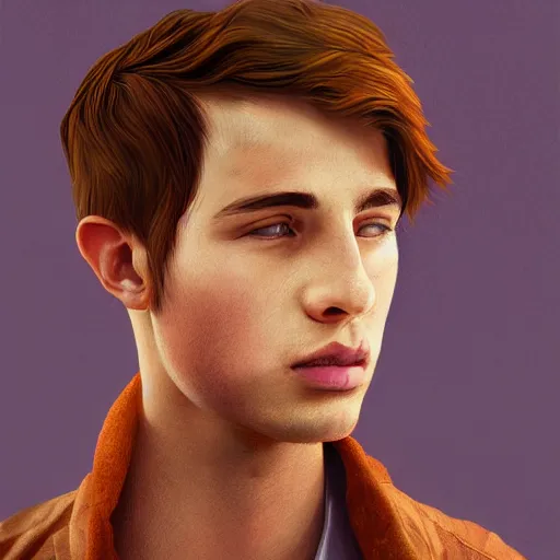 Image similar to portrait of a young man with brown hair, digital art, detailed, saturated