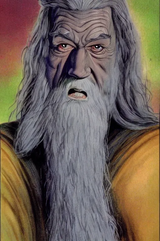 Prompt: colorful exaggerated character art of gandalf the grey from lord of the rings, rodel gonzalez, marc davis, milt kahl, jim warren, don bluth, glen keane, jason deamer, rob kaz, concept art