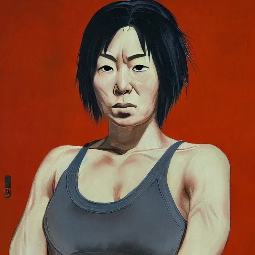 Prompt: motoko kusanai, portrait by john singer sergeant, noble and fierce expression