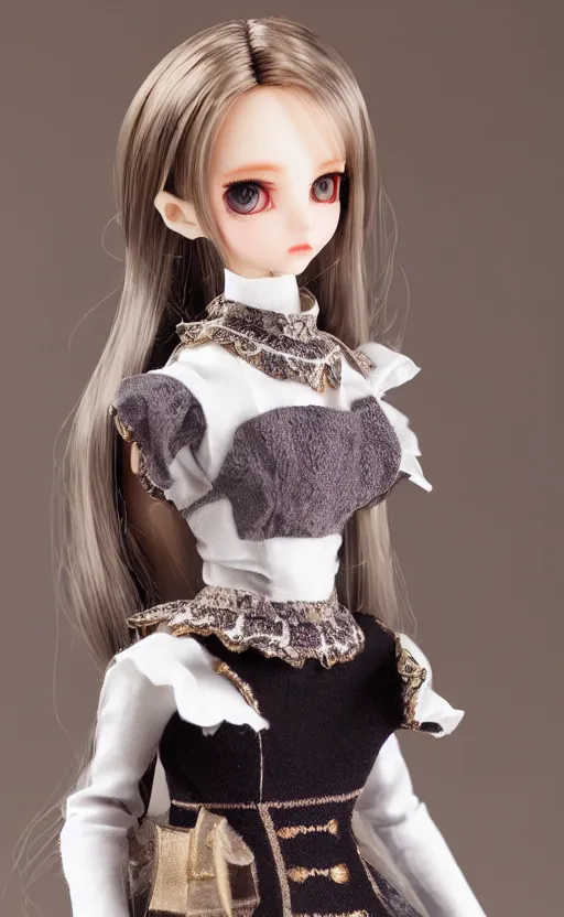 Prompt: dollfie in Sleeveless turtleneck baroque dress