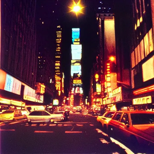 Image similar to Beautiful colored-photo cameraphone 1988 soft Photograph of New York city a night