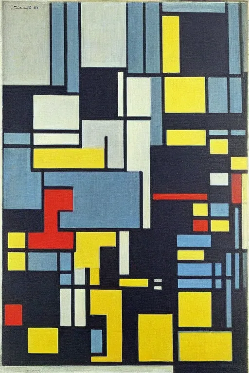Prompt: “Painting made by Piet Mondrian”