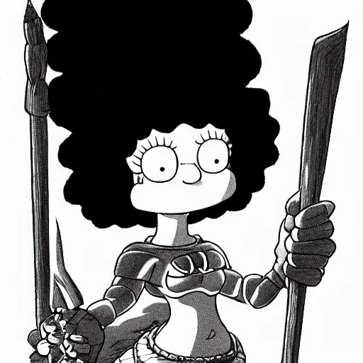 Image similar to marge simpson in berserk drawn by eiichiro oda