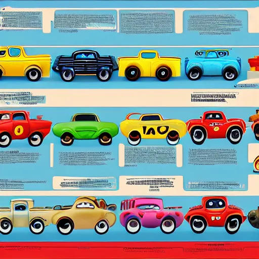 Prompt: Disney Pixar's Cars biology anatomy chart study