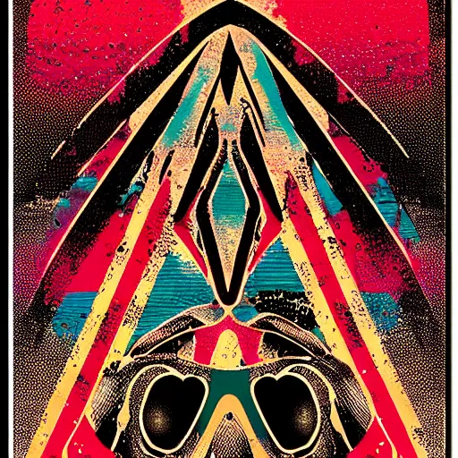 Image similar to “risograph weathered psychedelic design poster with dripping chrome”