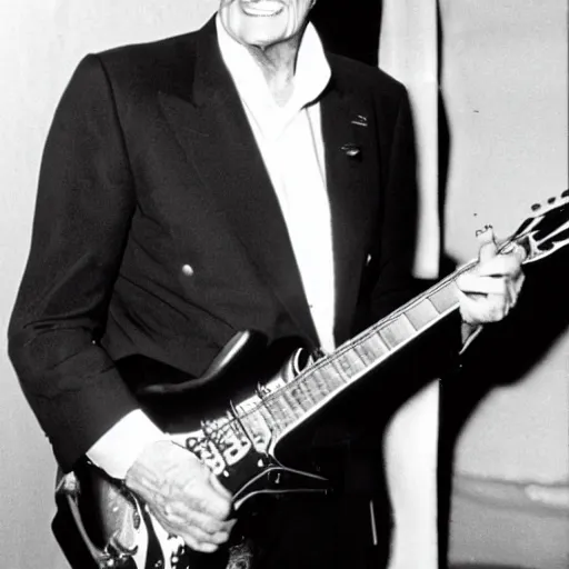 Image similar to roger moore in a nightclub in florida playing guitar