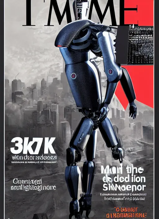 Image similar to TIME magazine cover, the coming AI singularity, 4k