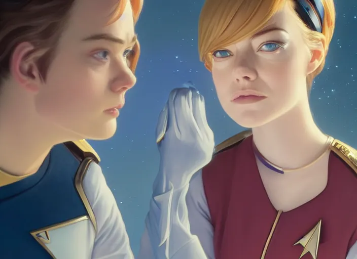 Prompt: a disney film still of emma stone as a star trek officer, finely detailed features, closeup of the face, perfect art, dusk, blue hour, gapmoe yandere grimdark, trending on pixiv fanbox, painted by greg rutkowski, makoto shinkai, takashi takeuchi, alphonse mucha, akihiko yoshida