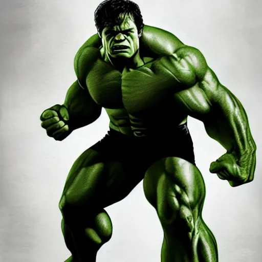 Image similar to portrait of henry cavill as the hulk from the avengers infinity war, marvel concept art, hyperrealistic, detailed, accurate illustration, dramatic lighting, action pose