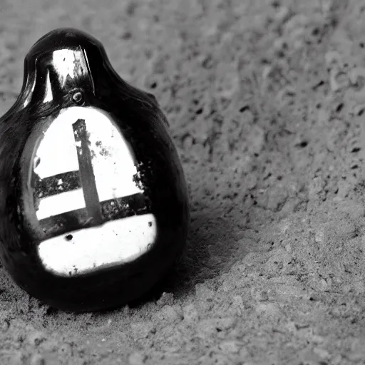 Prompt: single ww 2 hand grenade, black and white