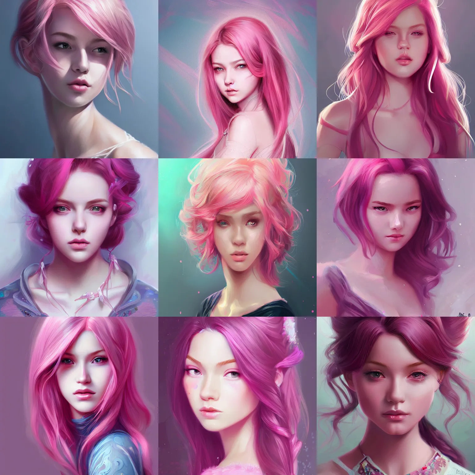 Image similar to teen girl, pink hair, gorgeous, amazing, elegant, intricate, highly detailed, digital painting, artstation, concept art, sharp focus, illustration, art by Ross tran