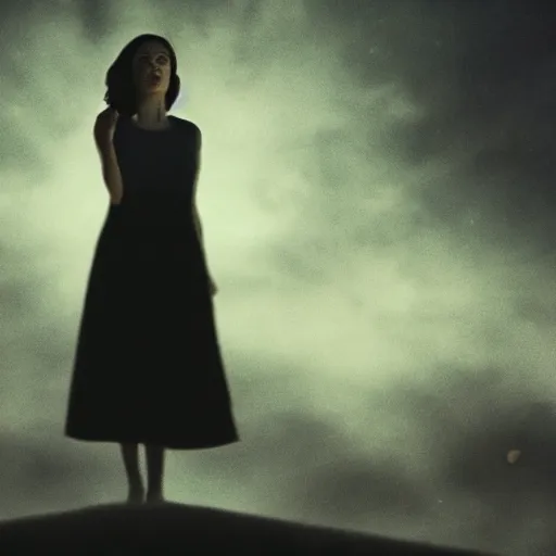 Prompt: movie still of a girl floating, cinematic composition, cinematic light, surreal cinema, dream effect, dream atmosphere, by edgar wright and david lynch,