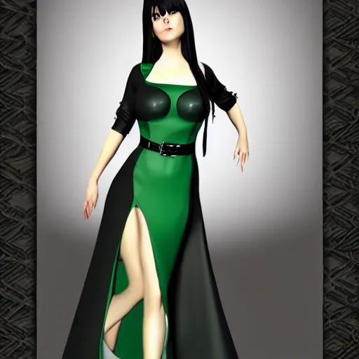 Prompt: curvy feminine hot goth cutie with sublime modest elegant patterned green-black snakeskin leather neck-high gown, cgsociety, photorealistic, comfy ambience, idealistic, 16k, smooth, sharp focus, trending on ArtStation, volumetric lighting, fully clothed, worksafe