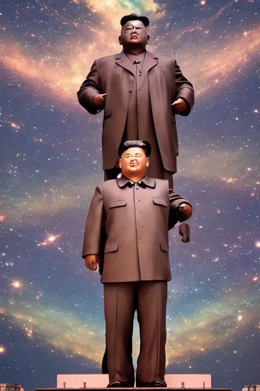 Image similar to a gigantic statue of kim jong un, nasa space photography, hubble telescope photoshot, symmetry, awesome exposition, very detailed, highly accurate, 8 k, sense of awe, aerial photography from the orbit