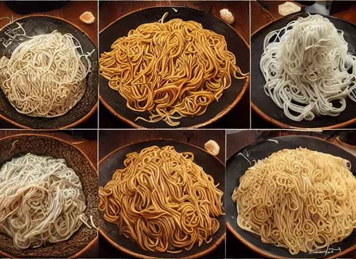 Image similar to piles of photorealistic noodles everywhere