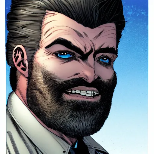 Prompt: portrait of a greying pale vampire police officer with short hair and a patchy beard, close up, grimy streets backdrop, highly detailed, sharp focus, perfect eyes, art by russell dauterman and patrick gleason and stefano caselli and marco checchetto and esad ribic