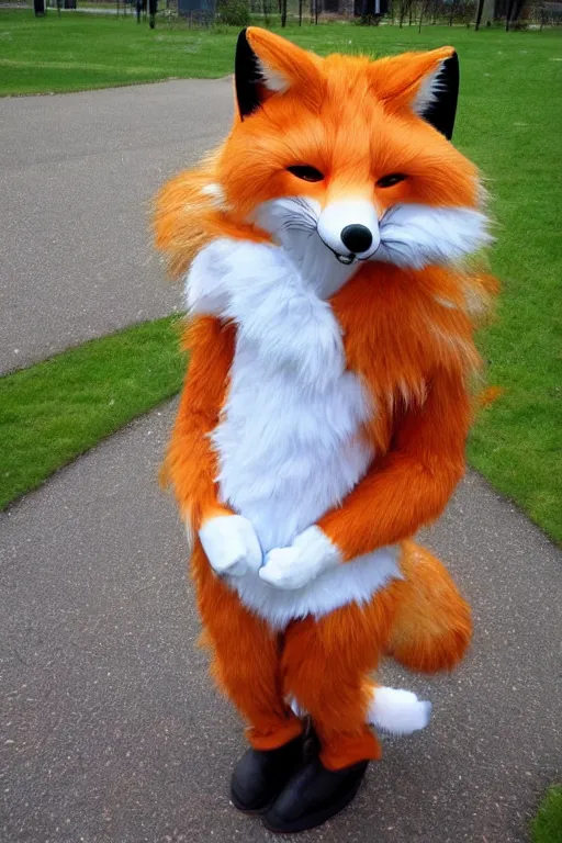 Image similar to an anthropomorphic fox, fursuit!!!!, cosplay