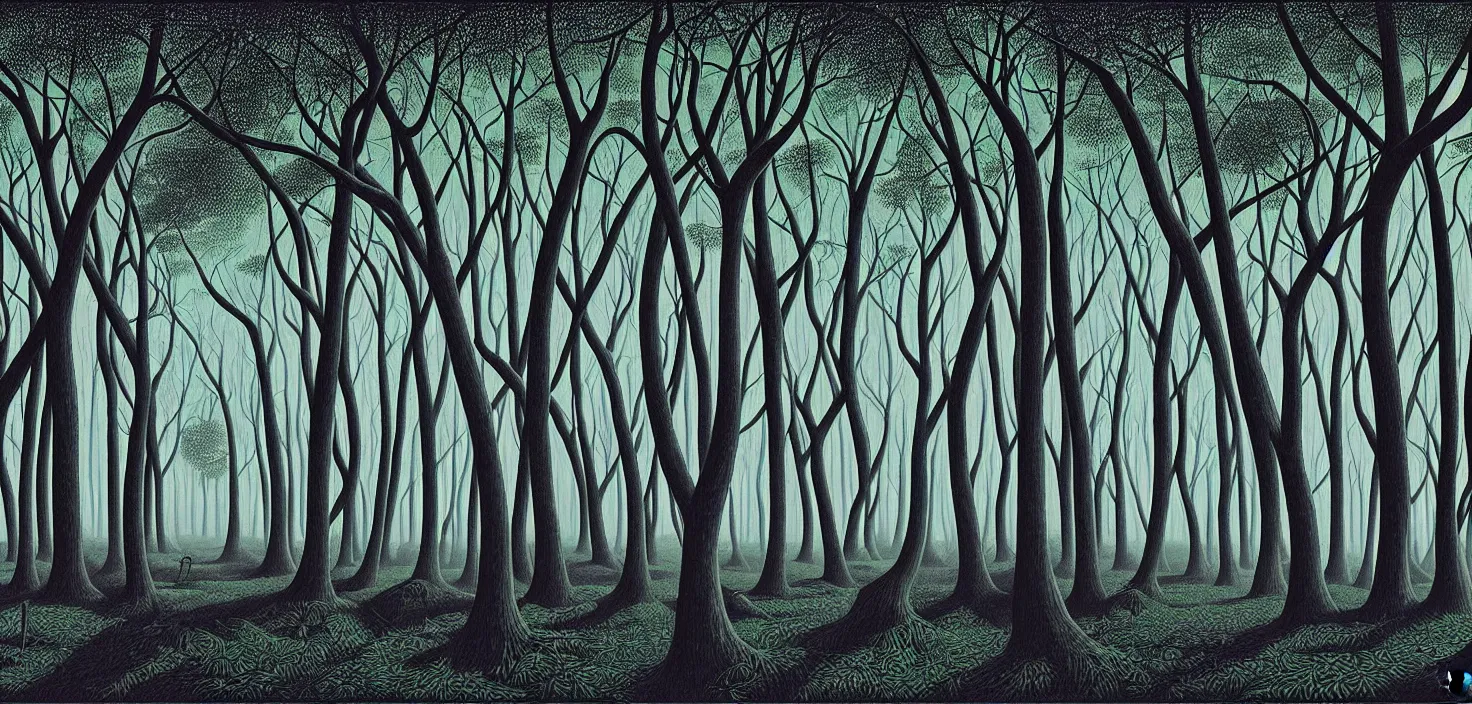 Prompt: dark forest by gonsalves rob