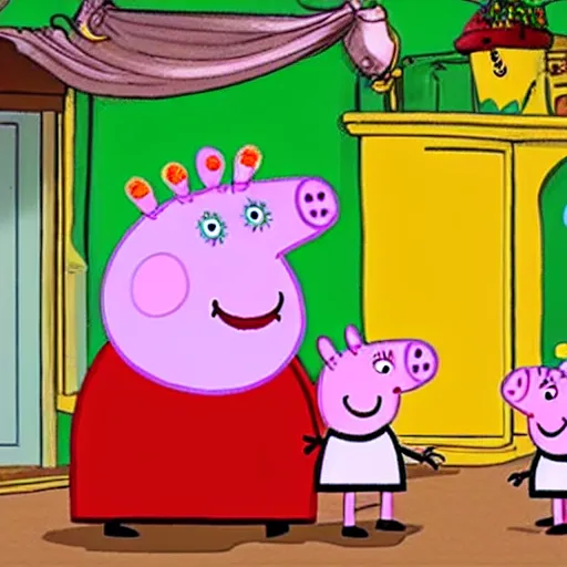 Prompt: Peppa Pig as a guest star in the Moomins