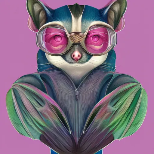 Prompt: Microsoft sugar glider bot By Casey Weldon and Martine Johana, rich colors, intricate, elegant, highly detailed, centered, digital painting, artstation, concept art, smooth, sharp focus, HDR, illustration