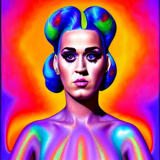 Prompt: an extremely psychedelic portrait of katy perry, surreal, lsd, face, detailed, intricate, elegant, lithe, highly detailed, digital painting, artstation, concept art, smooth, sharp focus, illustration, art by jason edmiston