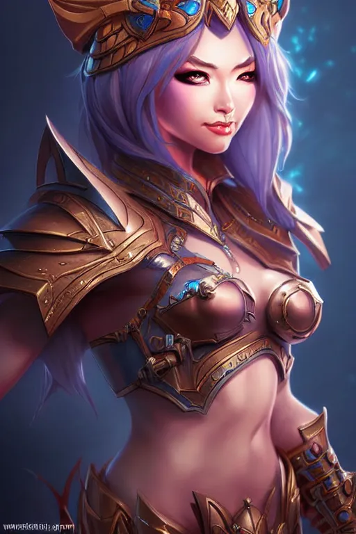 Prompt: sakimi chan, fantasy armor, detailed face, dynamic lighting, tony sart