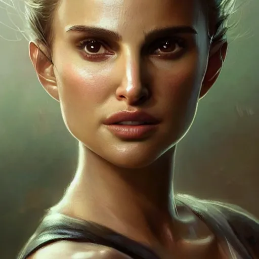 Prompt: a highly detailed epic cinematic concept art CG render digital painting artwork: Natalie Portman. By Greg Rutkowski, Ilya Kuvshinov, WLOP, Stanley Artgerm Lau, Ruan Jia and Fenghua Zhong, trending on ArtStation, subtle muted cinematic colors, made in Maya, Blender and Photoshop, octane render, excellent composition, cinematic atmosphere, dynamic dramatic cinematic lighting, precise correct anatomy, aesthetic, very inspirational, arthouse