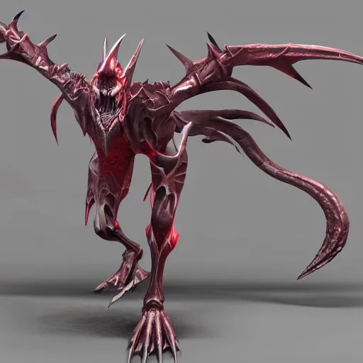 Image similar to post processing ambient occlusion 3 d render of aatrox on the battlefield