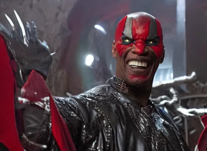 Image similar to film still of jamie foxx as spawn in the new spawn movie, 8 k