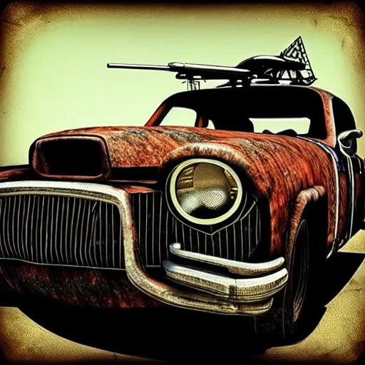 Prompt: madmax gangster vintage car