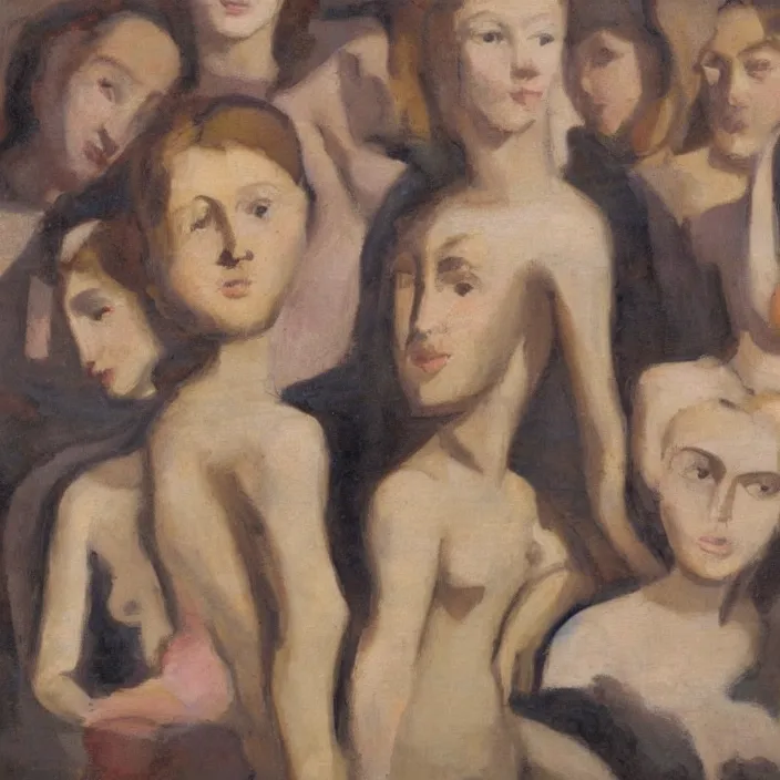 Image similar to group of people pictured in afternoon light, close - up of the faces, anatomically and proportionally correct, oil painting by dora maar and malcolm liepke, detailed