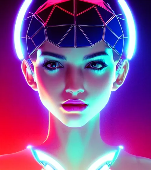 Image similar to symmetry!! latin princess of technology, solid cube of light, hard edges, product render retro - futuristic poster scifi, lasers and neon circuits, beautiful woman latin princess, intricate, elegant, highly detailed, digital painting, artstation, concept art, smooth, sharp focus, illustration, dreamlike, art by artgerm